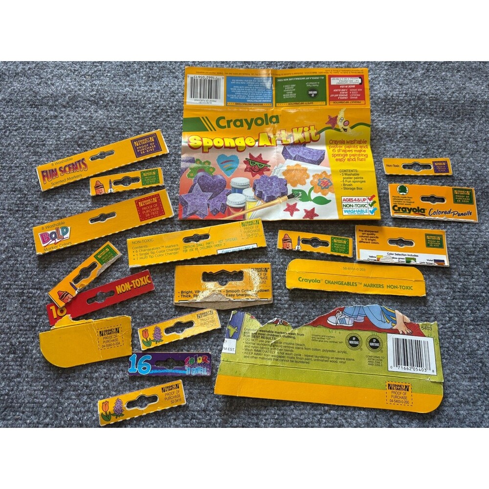 Lot of Crayola Proof Of Purchase Points UPC Labels 1990 s VTG Packaging